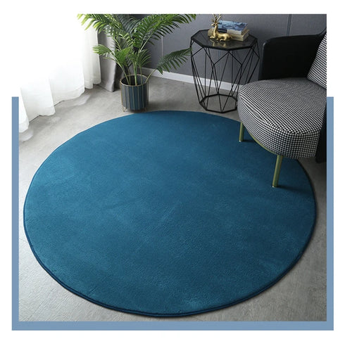 Round Coral Velvet Carpet for Living Room Coffee Table Floor Rug Short Plush Foot Mat for Children's Play